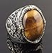 KAR 925K Stamped Sterling Silver Men Natural Tiger Eye Ring I1B