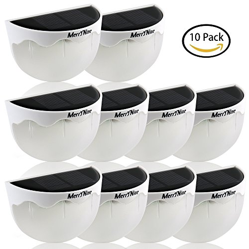 Solar Post Lights, Solar Semi Circle Light, Outdoor Fence Lights, Wireless Wall Deck Light, Weatherproof Garden Lights with Auto on/off for Patio, Yard, Pathway, Stairs(10 Pack White)
