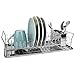 Home Basics Chrome Plated Steel Compact Dish Drainer with Raised Handles, Silver