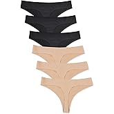 Bolivelan Womens Mid-Rise Seamless Thongs Comfy Underwear G-Strings Panties