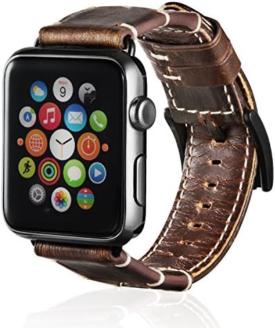 ArtKen Smart Watch Band 42mm,Genuine Leather iWatch Band Replacement Strap with Stainless Metal Clasp Suitable for Apple Watch Series 2, Series 1, Series 3, Sport Edition(Brown)