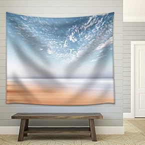 Light Blue Sky and Seashore - Fabric Wall Tapestry Home Decor - 51x60 inches