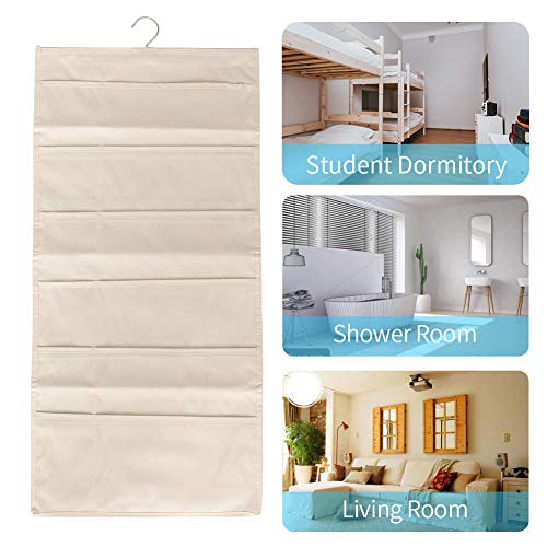 Hanging Closet Organizer, Dual-Sided 30 Pockets Wall Shelf Wardrobe Storage Bags for Underwear, Stocking, Bra and Sock, Mesh Pocket with Metal Hanger - Thumbnail 6