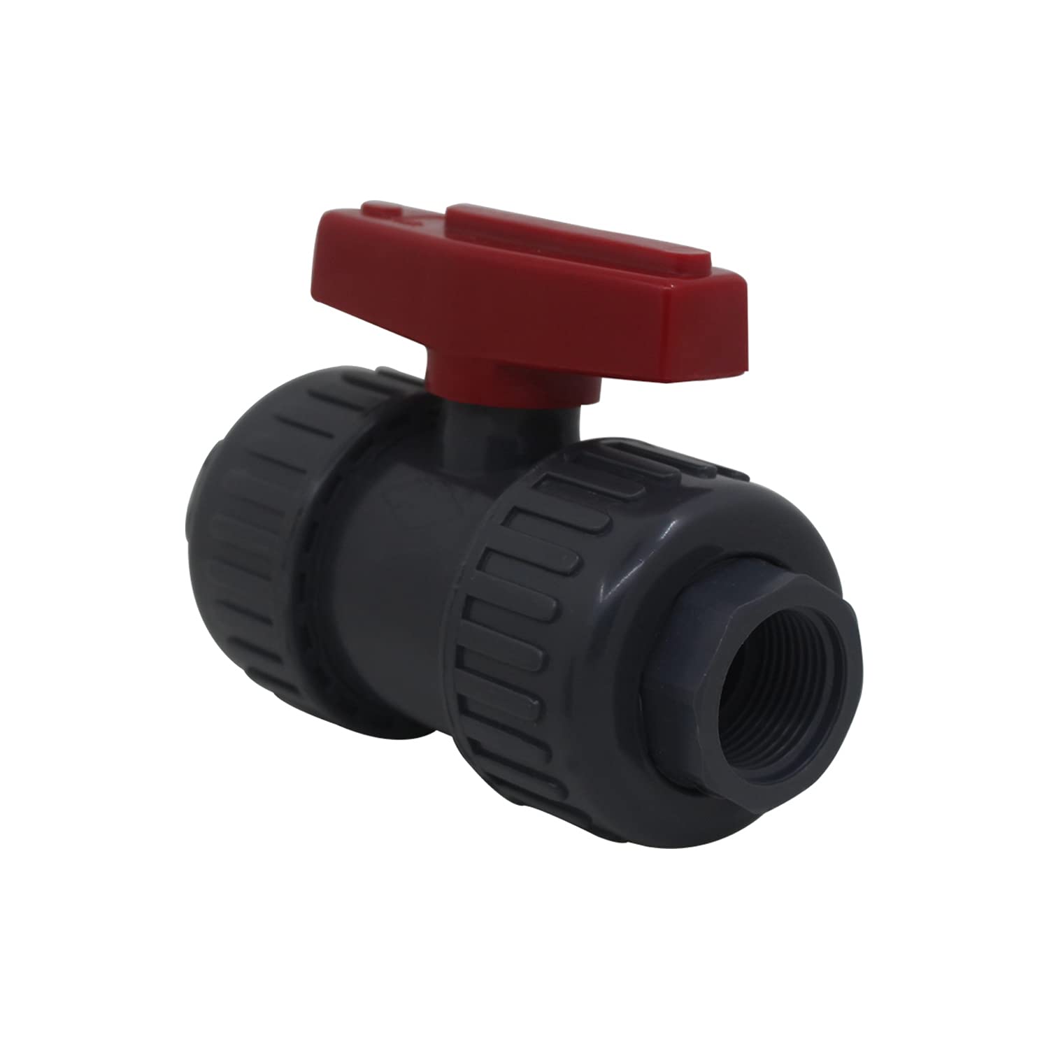 Double Union PVC Ball Valve PVC Inline Plastic Shut Off Valve for Water Pipe Swimming Pool Garden
