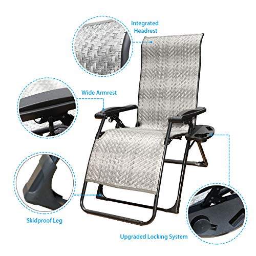 GOLDSUN Outdoor Wicker Zero Gravity Recliner Chair Adjustable Rattan