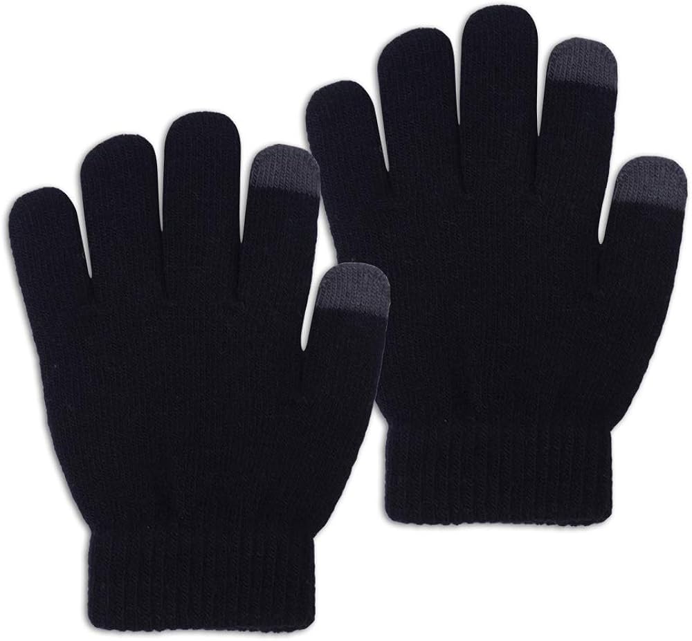 EvridWear Boy Girl Knit Warm Touchscreen Gloves, Fall Winter Cold Weather (2-14 Years): Clothing