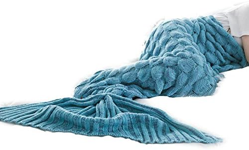 Jiaweixiang Gifts for Women, Mermaid Tail Blanket, Gifts for Mum, Handmade Crochet Knitted Wave Pattern Blanket, Gifts for Her, All Seasons Super Soft Sleeping Bags