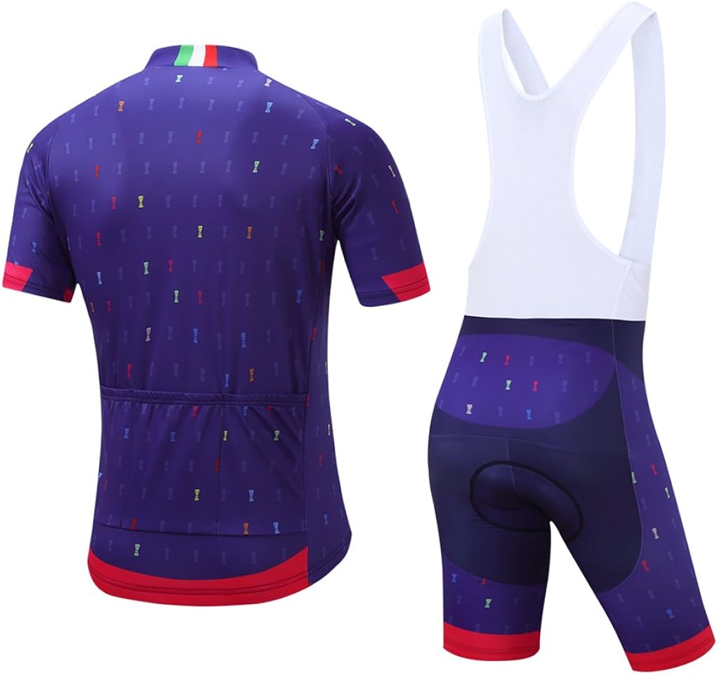 Men's Cycling Jersey Set Road Bike Jersye Short Sleeves Cycling Kits + Bib Shorts with 3D Padded: Clothing