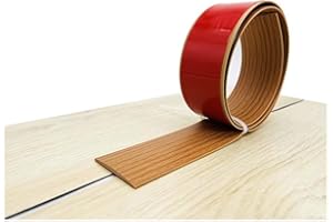 JEWELTH Self Adhesive Flat Floor Transition Strip, PVC Laminate Floor Strip Carpet Transition Strip Floor Threshold Divider Strips, Flooring Edge Trim (1, Yellow Oak, 5CM/9.84FT)