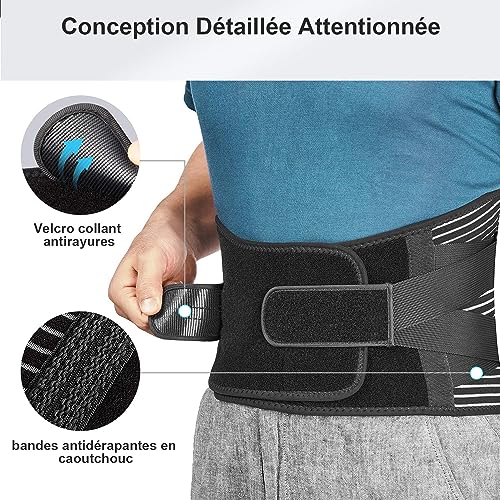 FREETOO Lumbar Belt Lumbar Support Belt Hold Lumbar Well 4 Springs Support Double Adjustable Strap for Men and Women