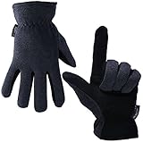 Winter Gloves, OZERO -40ºF Cold Proof Thermal Glove - Deerskin Suede Leather Palm and Polar Fleece Back with Heatlok Insulated Cotton Layer - Keep Warm in Cold Weather - Denim/Tan/Gray (S/M/L/XL)