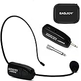 EASJOY Wireless Microphone Headset 2.4G Wireless Mic Headset and Handheld 2 in 1 Rechargeable for Voice Amplifier, Stage Speakers, Teacher, Tour Guides, Fitness Instructor
