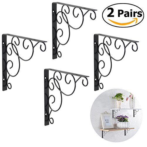 Winomo 4pcs shelf brackets wall mounted floral shelf br…