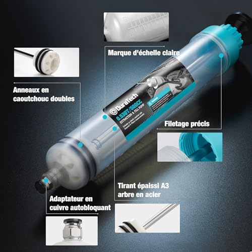 DURATECH Oil Syringe 500 ml, Engine Oil Extraction, Gearbox Oil Syringe with Extension Tube, Manual Suction and Filling of Fuel and Liquid