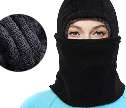 X-CHENG Balaclava Ski Mask - Cold Weather Face Mask Motorcycle Neck Warmer or Tactical Balaclava Hood - Plus Velvet - Ultimate Thermal Retention in The Outdoors - Mask Neck Lengthen (Black)