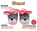 Stompeez Animated Pink Puppy Plush Slippers - Ultra Soft and Fuzzy - Ears Flap as You Walk - Medium