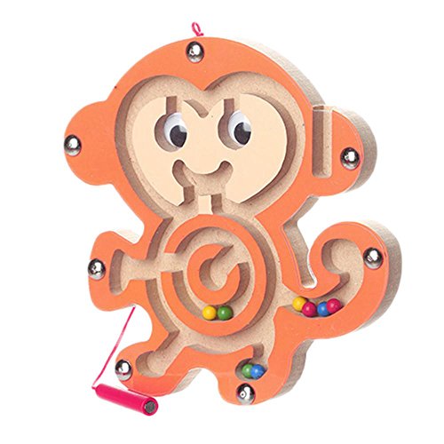 Dressffe Magnetic Maze Toys, Kids Magnetic Maze Toys Kids Wooden Game Toy Wooden Intellectual Jigsaw Board (A)