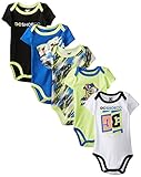 DC Shoes Co Baby-Boys Newborn 5 Pack Bodysuits-Blue Lime Black Group