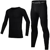 Boys Compression Shirt Long Sleeve Suit Youth Undershirts Kids Football Baseball Baselayer Cold Gear Quick Dry Black