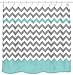Sunlit Zigzag Gray/Aruba Chevron Fabric Shower Curtain, Geometric Zig Zag Pattern Lines and Contemporary Stripes Futuristic Print Nordic Design Fabric Bathroom Decor