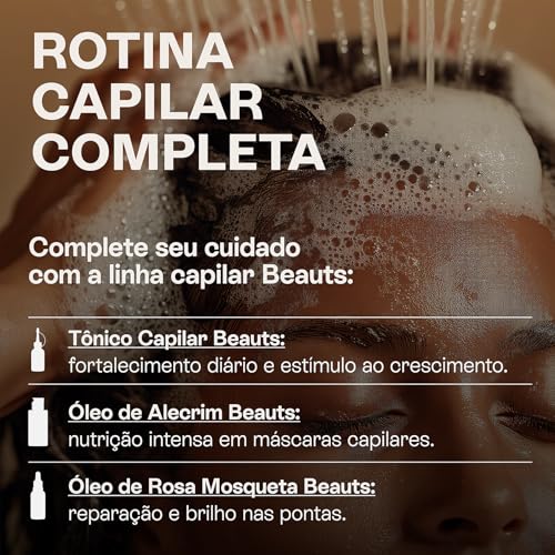 Shampoo Antiqueda com Babosa (Aloe Vera), Alecrim, Jaborandi, Rícino e Ginseng – Auxilia no Cuidado da Queda e no Fortalecimento Capilar – Vegano – 240 mL – Beauts