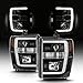AKKON - For 2008-2010 F250 F350 F450 F550 Superduty Black LED Tube Projector Headlights Driver+Passenger Pair