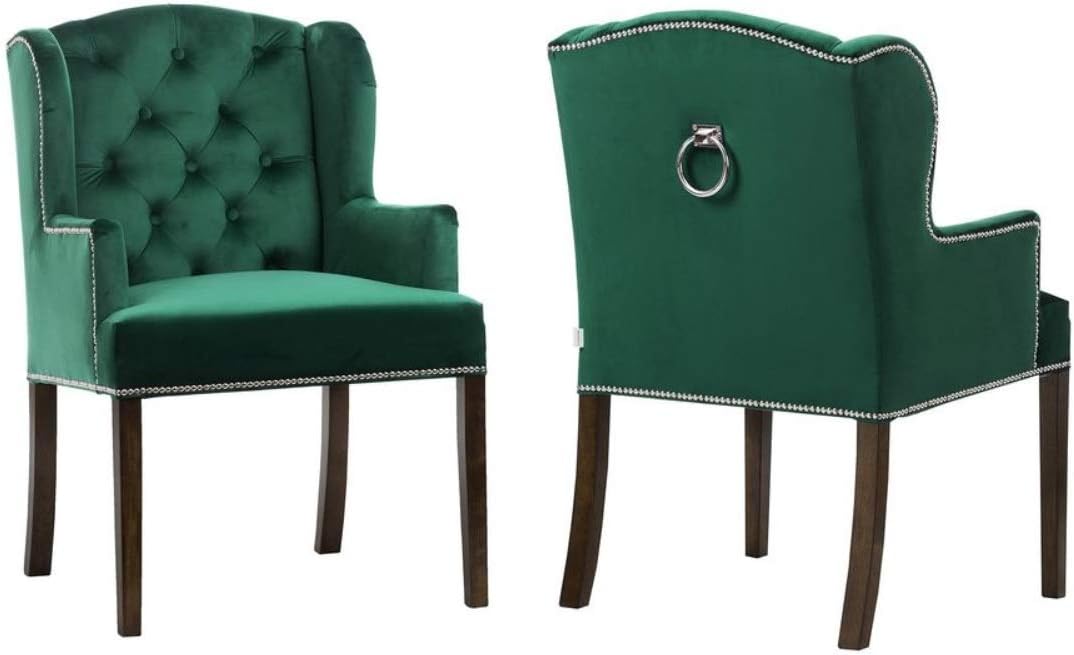 Belle Fierté Set of 2 of Traditional Studded Velvet Knocker Dining, Occasional, Accent Chairs