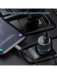 Rapid Type C Car Charger Compatible Google Pixel 3a XL 3a 3 XL 3 2 XL 2 XL C, USB C PD Car Charger with 2-Pack Type C Cords, 18W Power Delivery & Quick Charge 3.0 Dual USB Car Charger with LED Light