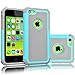 Tekcoo for iPhone 5C Case, [Tmajor Series] [Turquoise/Grey] Shock Absorbing Hybrid Impact Defender Rugged Slim Case Cover Shell for iPhone 5C Hard Plastic Outer Rubber Silicone Inner