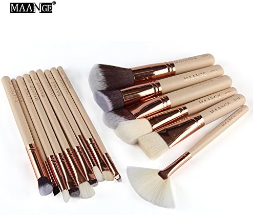 Cinidy Makeup Brush 15pcs Cosmetic Makeup Brush Blusher Eye Shadow Brushes Set (Gold)