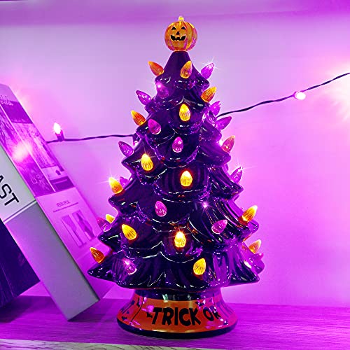 Blissun 12" Halloween Decorations Ceramic Tree, HandPainted Black