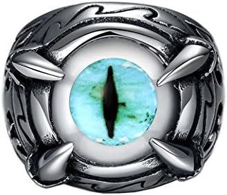 SHARON Cat Men's Retro Eye Devil Stainless steel Halloween Theme Monster Vampire Ring Size 8-12