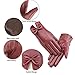 D.King Winter Leather Gloves for Women, Touchscreen Texting Warm Driving Gloves Wine Red