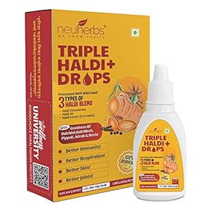Neuherbs Triple Haldi Plus Drops- turmeric extract for Stronger Immunity Added with Dalchini, Kali Mirch, Pippali, Adrak…
