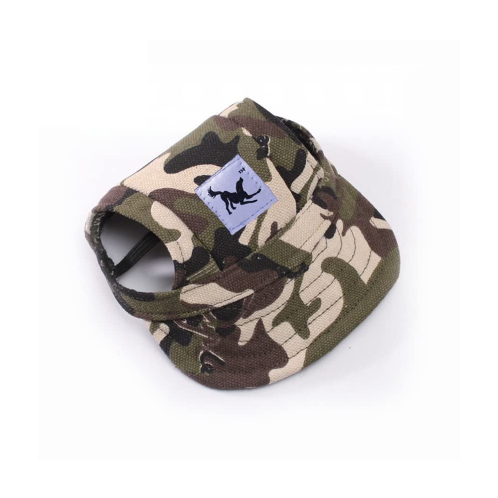 Namvo Dog Baseball Cap, Outdoor Sport Sun Protection Hats with Ear Holes and Adjustable Strap for Puppy Dogs Camouflage Color XL Size