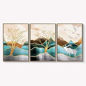 Framed Canvas Wall Art for Living Room, Bedroom Abstract Landscape Dream Place Canvas Prints for Home Decoration Ready to Hanging - 16"x24"x3 Panels