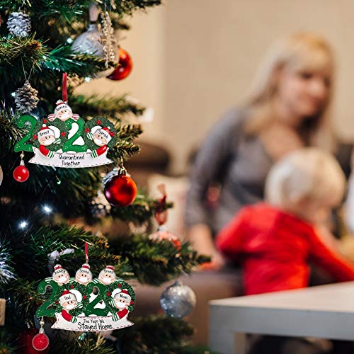 WISREMT Personalized 1-7 Family Members Name Christmas Ornament Kit, 2020 DIY Customized Christmas Tree Hanging Decorating Kit Funny Creative Gift for Friends