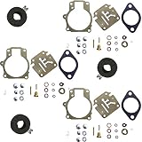 (Compatible With Johnson Evinrude) Pack of Deluxe Venom Brand Carburetor Carb Rebuild Repair Kit w FLOAT Fits MANY 18 20 25 28 30 35 40 45 48 50 55 60 65 70 75 HP Outboard (SEE CHART For Fitment)