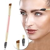 Duo Eyebrow Brush,Eyebrow Brush, Professional Makeup Tool, 1PC Spoolie and Angled Eye Brow Brush Apply for Brow Powders Waxes Gels and Blends (Pink)
