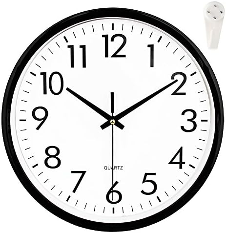 OCEST Wall Clock, Quartz Round Wall Clock Silent Non Ticking Battery Operated 10 Inch Easy to Read Decorative Clock for Home Office School