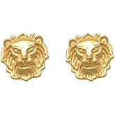 18g Punk Lion Stud Cartilage Earrings for Women Men Screw Black 925 Sterling Silver Small Studs Earring Crown Personalized Cool Animal Helix Tragus Fashion Body Piercing Barbell Jewelry