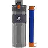 Filsoit Straw Filter Water Bottle Outdoor Water Bottle with Filter Water Purifier Filtration Bottle Survival Emergency Hiking Travel and Backpacking Water Filter 17oz