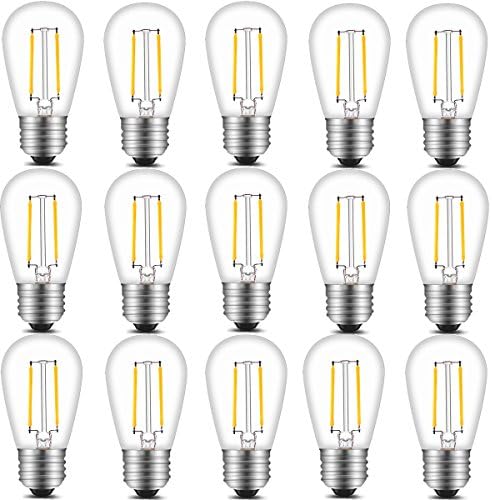 INNOCCY Vintage S14 LED Light Bulbs, 2W 200 Lumens 2700K SoftWarm Waterproof Bulb Great for Outdoor String Lights, 15 Pack
