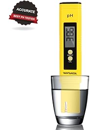 VantaKool Digital PH Meter, PH Meter 0.01 PH High Accuracy Water Quality Tester with 0-14 PH Measurement Range for Household Drinking, Pool and Aquarium Water PH Tester Design with ATC(Yellow)