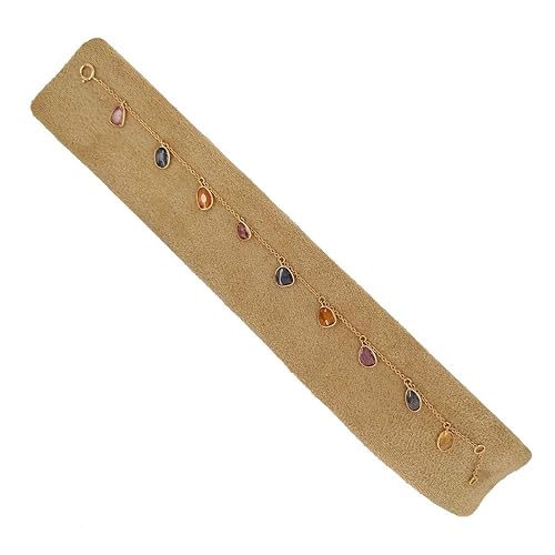 18k (750) Yellow Gold and Sapphire 18k Gold Multicolor Bracelet Charm Bracelet for Women