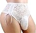 Sissy Pouch Panties Mens lace Bikini Lingerie Men's Underwear for Men (L) White