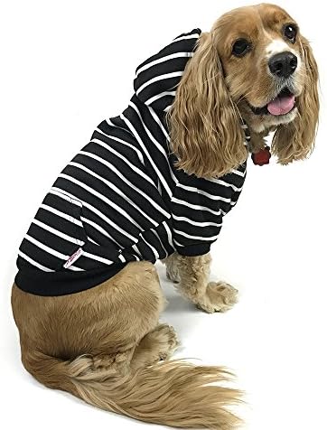 Mill town Dog Hoodie, black w/ white stripe (2X-Large)