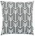 JinStyles Arrow Cotton Canvas Decorative Throw Pillow Cover (Slate Gray and White, 18 x 18 inches)