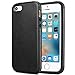 TENDLIN Compatible with iPhone 5S Case/iPhone SE 2016 Case (1st Gen) Leather Back Flexible TPU Silicone Hybrid Arc Bumper Shockproof Case for iPhone 5 / 5S / SE (1st Gen 2016) - Black
