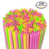 210 Pack Large Milkshake / Smoothie / Slush Straws, Disposable Jumbo Extra Wide Thick Shake Long Plastic Drinking Straw, Assorted Colors, 9